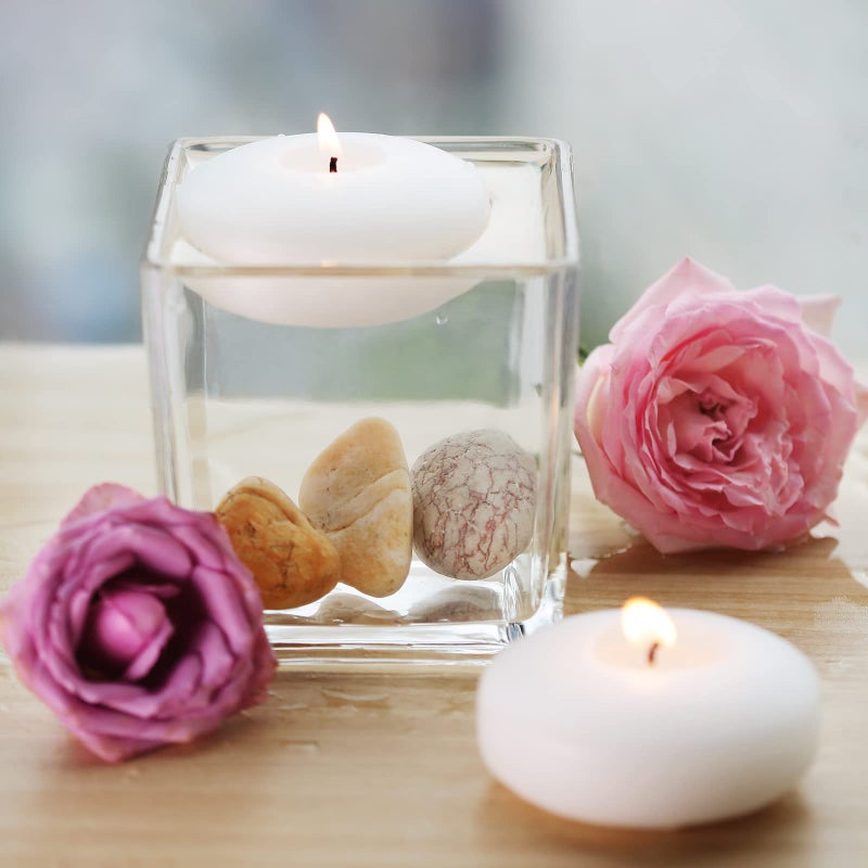 flamecan 24 Pack Floating Candles  3  White Unscented Dripless Wax Burning Candles  for Cylinder Vases  Weddings  Party and Holiday - Image 4